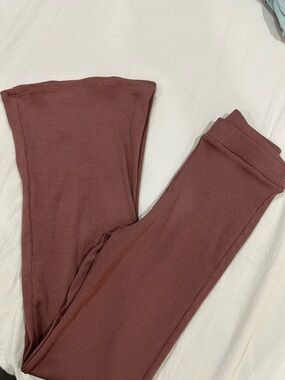 Zara Ribbed Boot Cut Pants - Mauve